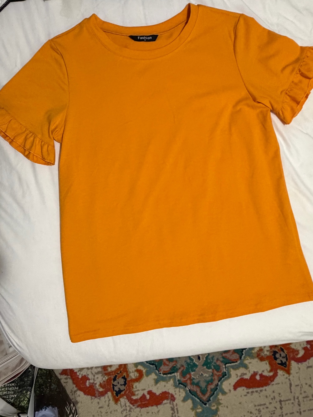 Bright Golden Orange Ruffle Sleeve Tee